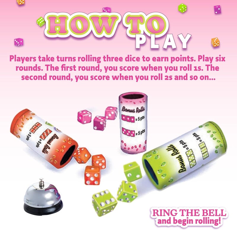 Continuum Games Box of Bunco Game Party Box for Ladies Night with The Girls, Adult Games for 2-12 players with 3 Sets of Bunco Dice, Bell, and Score Pad for Ladies Night Games, Bunco Gifts for Women - Image 3